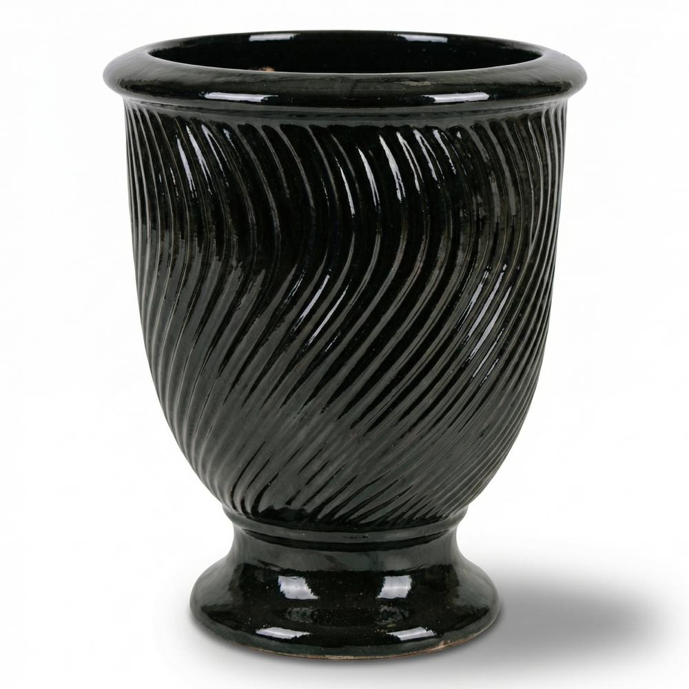 Keramik-Pflanzkübel MORGANE - Schwarz - XL (55 x 69 cm)