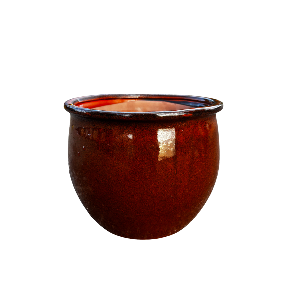 Keramik-Pflanzkübel NEWTON – Tropisches Orange, M (34 cm x 28 cm)