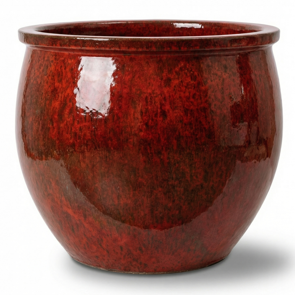 Keramik-Pflanzkübel NEWTON - Herbstorange - S (21 cm x 23 cm)