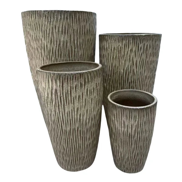 PAGNOL 30 × 53 cm – Sandbronze, großer handgefertigter Keramikblumentopf aus glasierter Terrakotta für den Außenbereich, frostbeständig