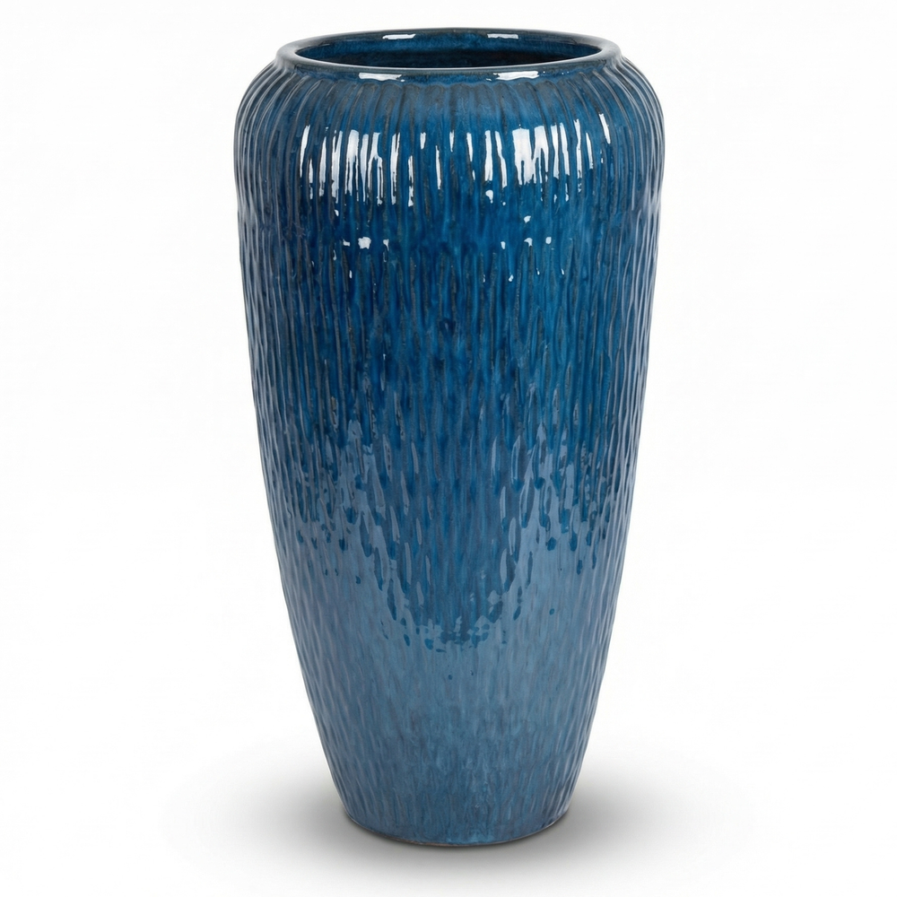 Keramik-Pflanzkübel POMPADOUR - Azurblau - L (30 x 57 cm)