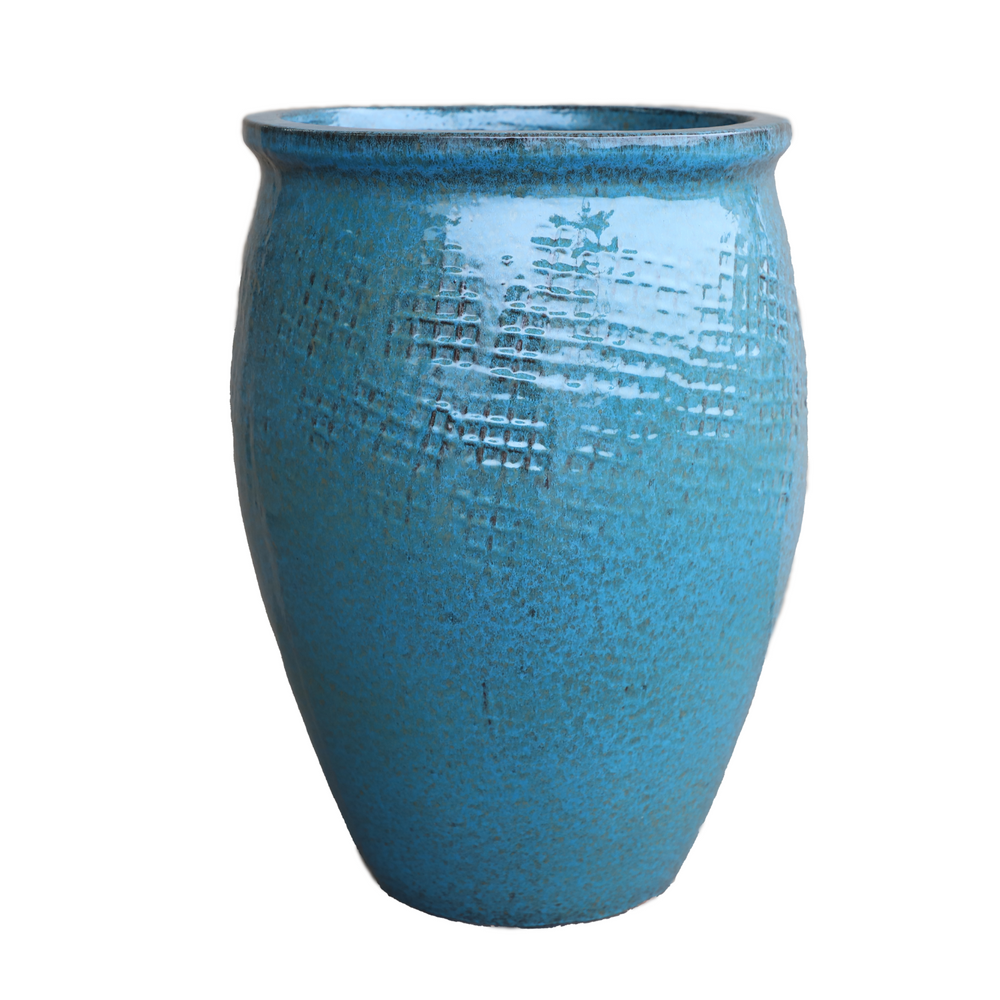 Keramik-Pflanzkübel POSEIDON - Stahlblau - L (36 x 52 cm)