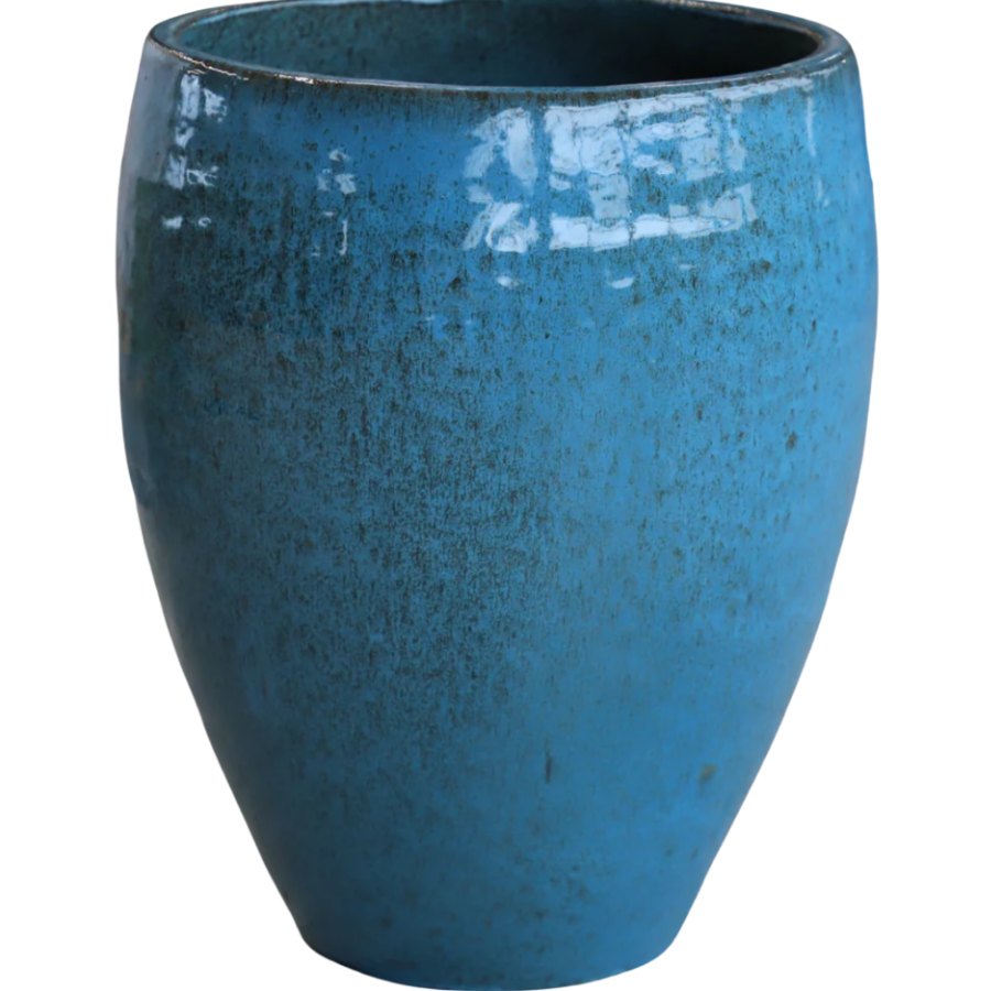 Keramik-Pflanzkübel POSEIDON - Stahlblau - L: 36 x 43 cm