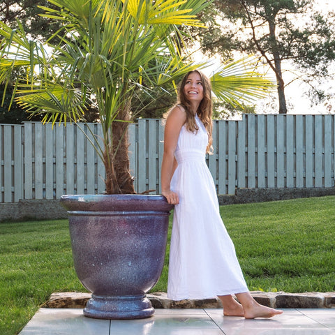 XXL Keramik-Pflanzkübel TITAN - Herbstlila