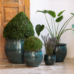 Keramik-Blumentopf NEWTON – Stahlblau