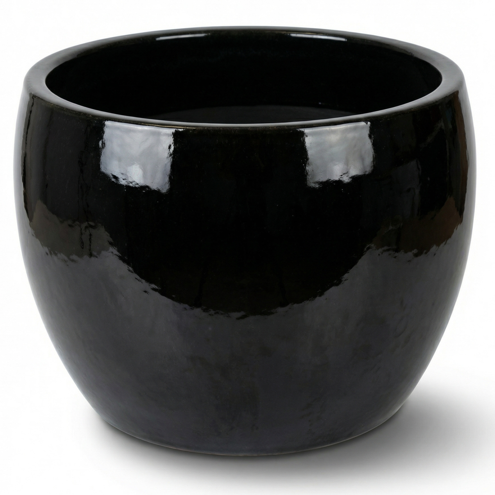 Keramik-Pflanzkübel ROMULUS - Schwarz - M (31 x 23 cm)
