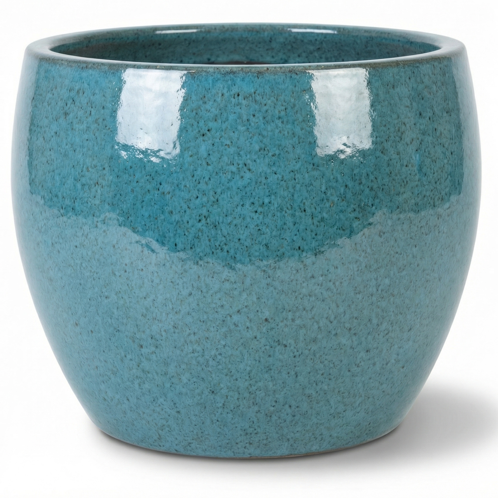 Keramik-Pflanzkübel ROMULUS - Stahlblau - M (31 x 23 cm)