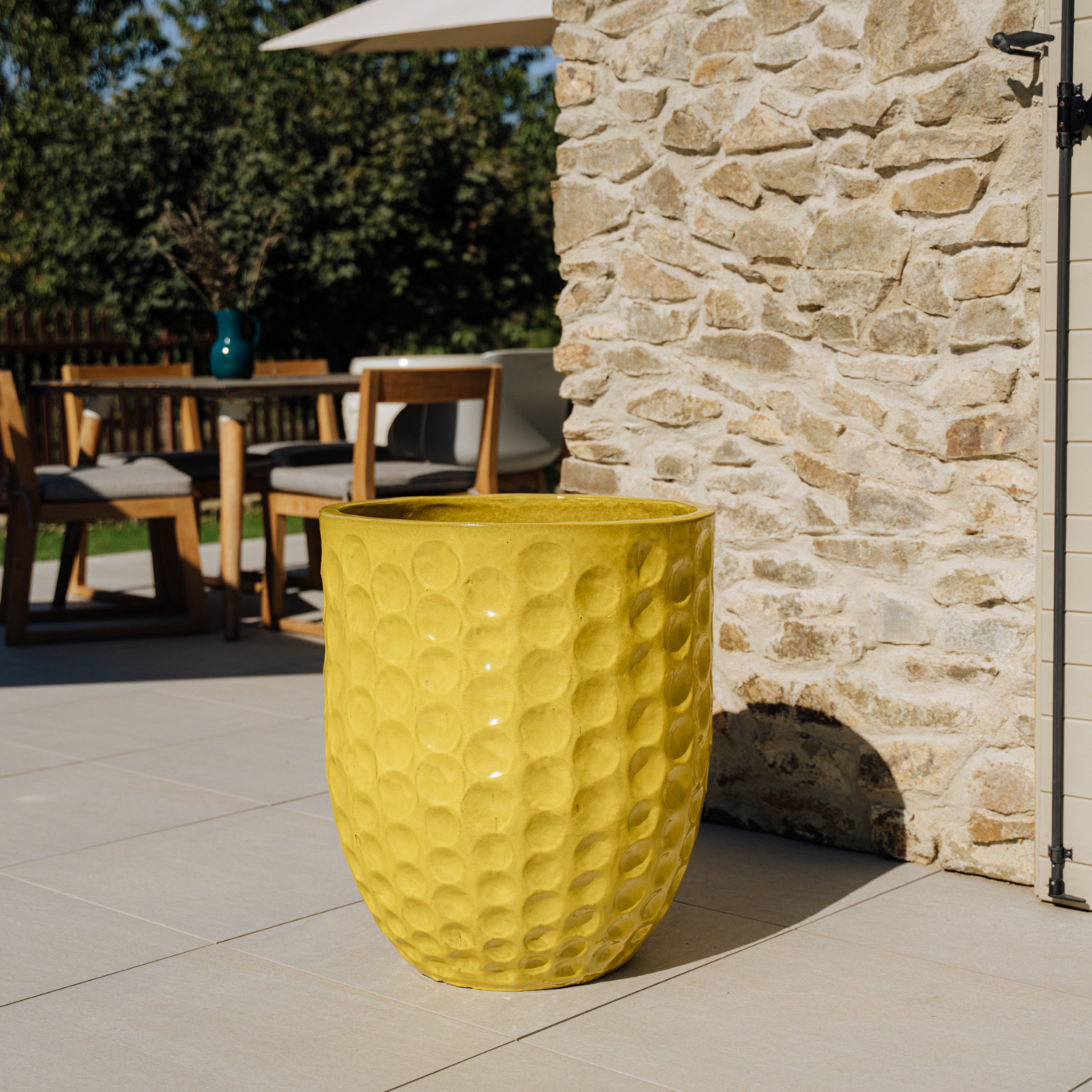 Keramik-Pflanzkübel MEROVEE - Gelb - XXL (55 cm x 65 cm)