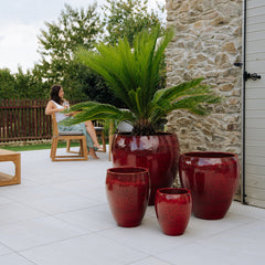 Keramik-Blumentopf LAFONTAINE – Tropenrot