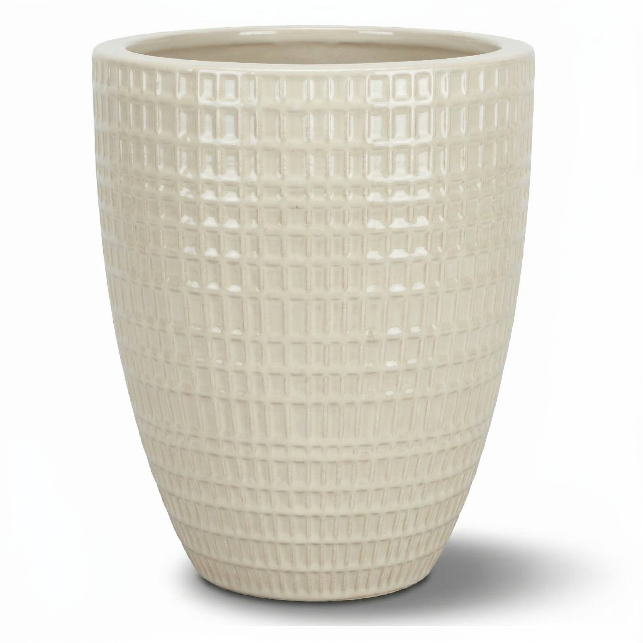 Keramischer Blumentopf VERNE Crème – Provencelia, handgefertigt, frostbeständig