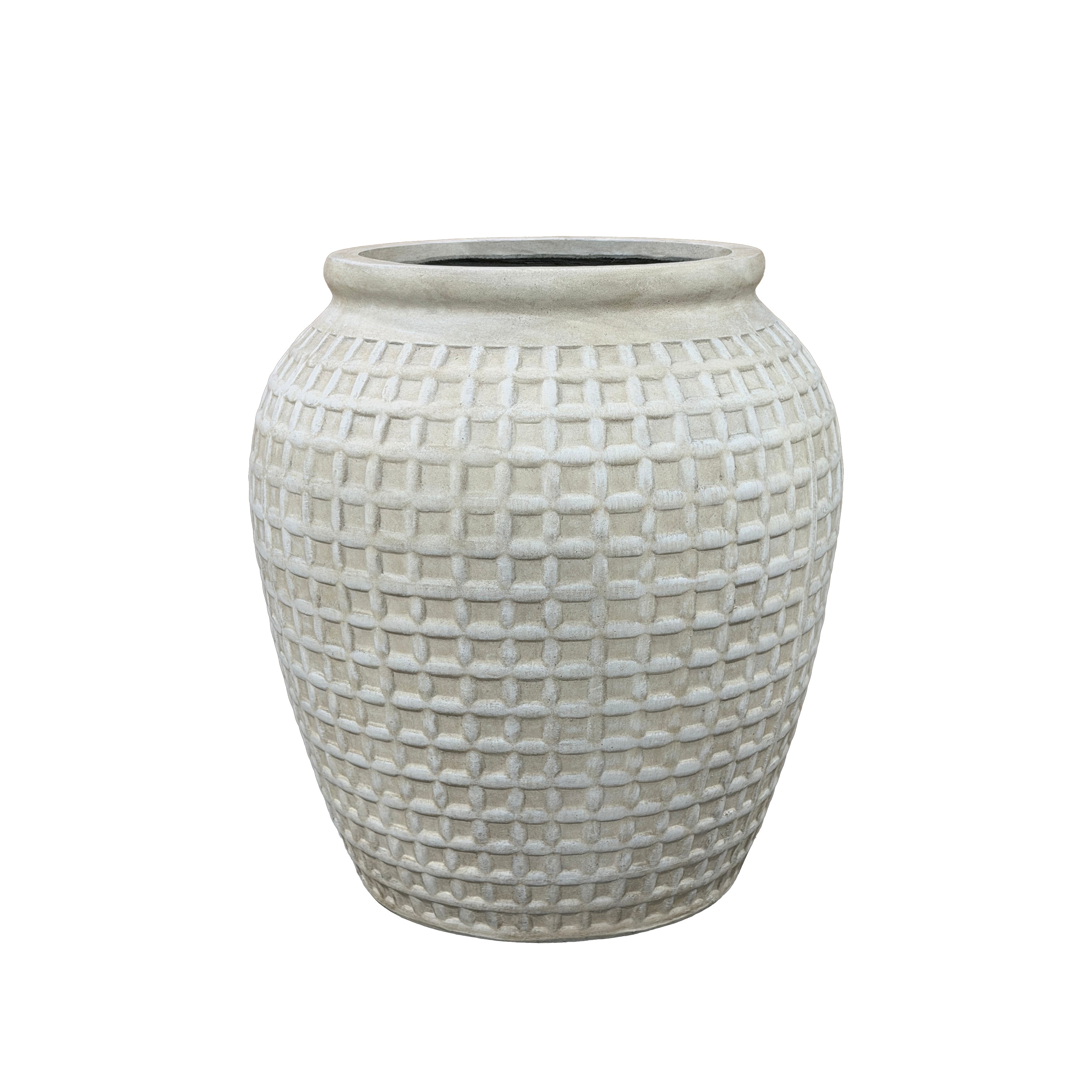 Betonblumentopf Vortex – Antikweiß