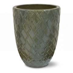 Zeus 2 Keramik-Pflanzkübel mit Muster – Khaki