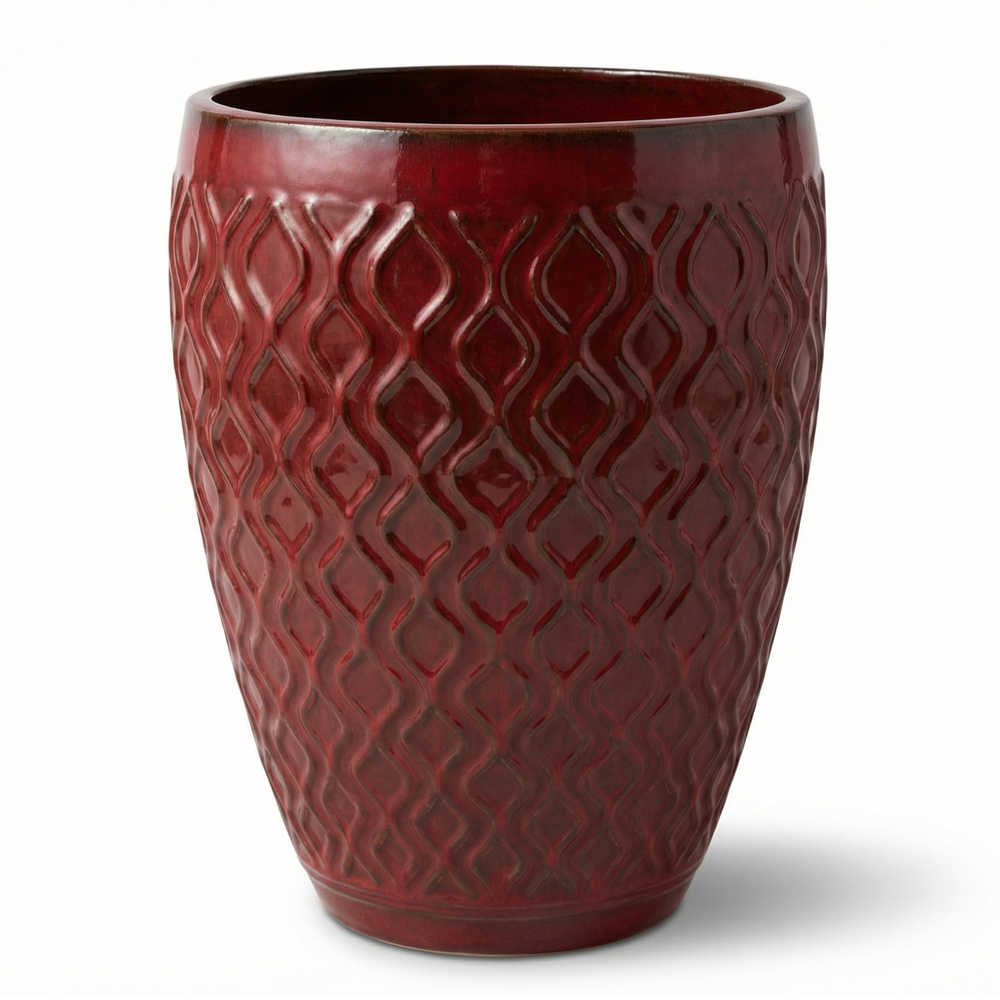 Keramik-Pflanzkübel PHENIX - Imperialrot - L (32 x 40 cm)