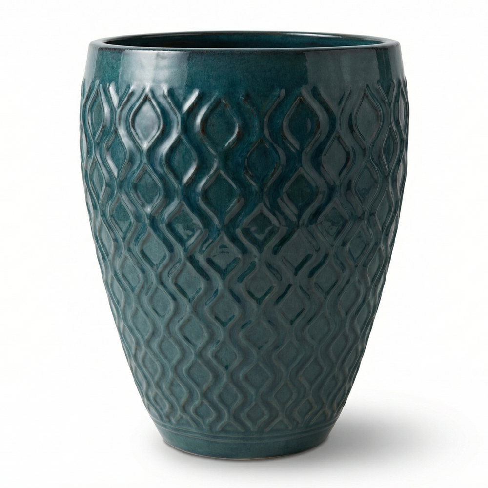 Keramik-Pflanzkübel PHENIX - Petrolblau - XL (41 x 55 cm)