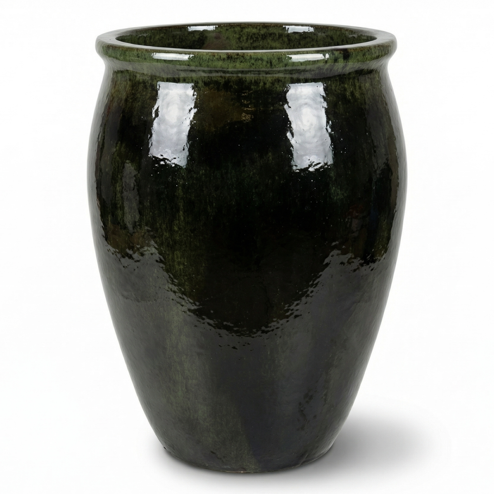 Keramik-Pflanzkübel BACCHUS - Schwarz-Grün - XL (36 cm x 52 cm)