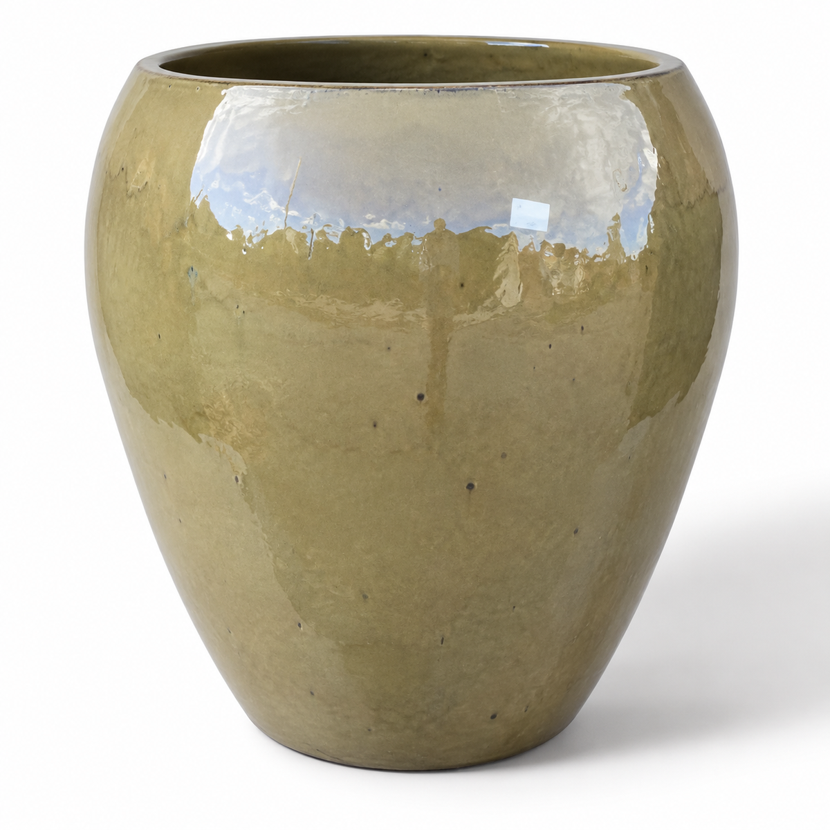 Großer Keramikblumentopf LAFONTAINE 2 - Olivgrün - XL (52x52 cm)