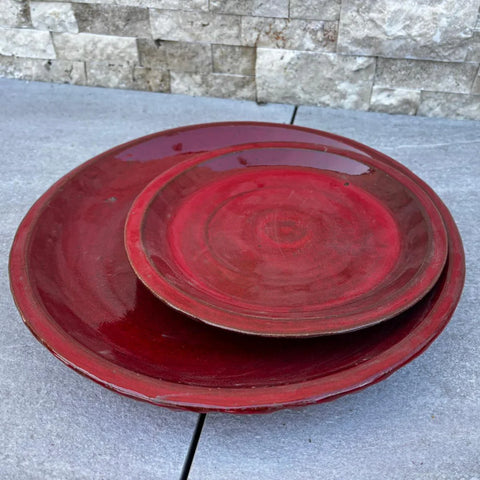 Podmiska pod květináč - Císařska červená se vzorem