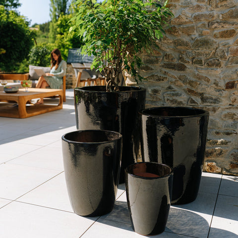 Keramik-Blumentopf MAZARIN - Schwarz
