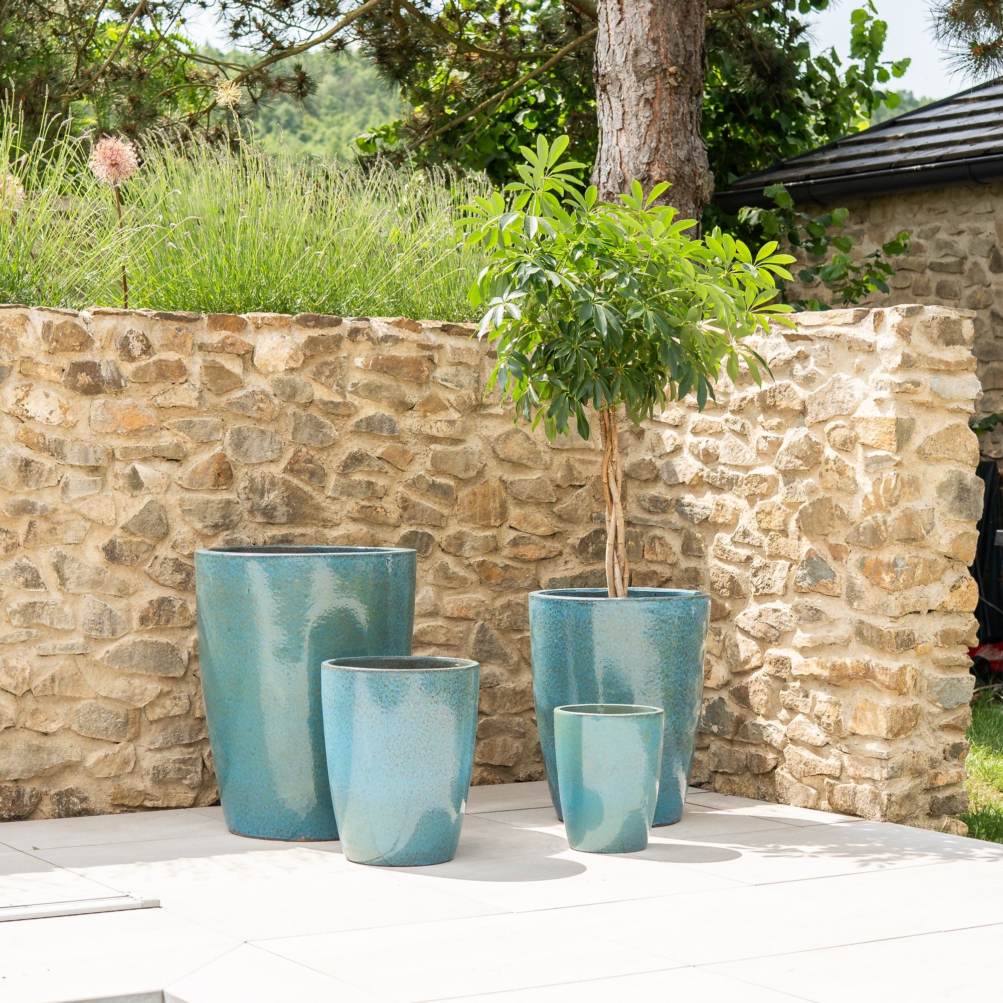 Keramik-Blumentopf MAZARIN - Stahlblau