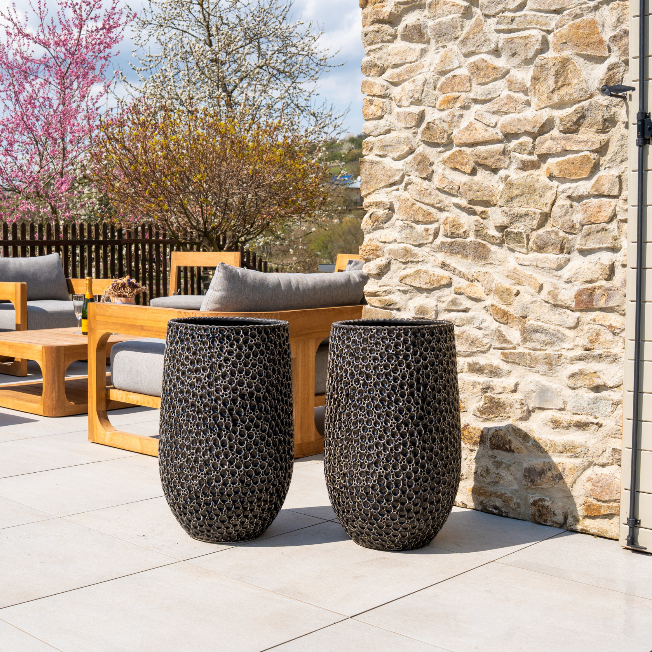 Großer Keramik-Blumentopf PARIS - Schwarz