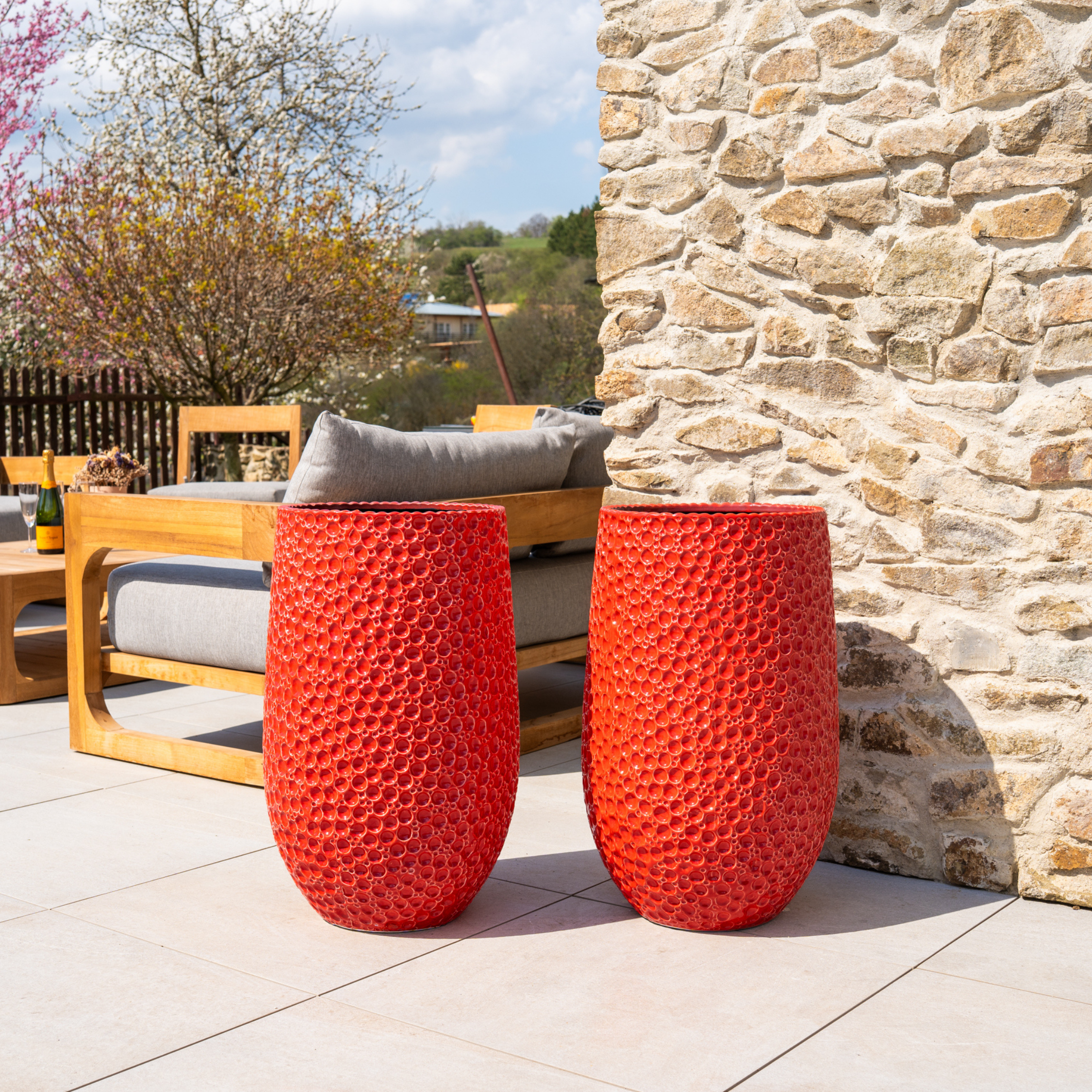 Keramický květináč Paris - Červený