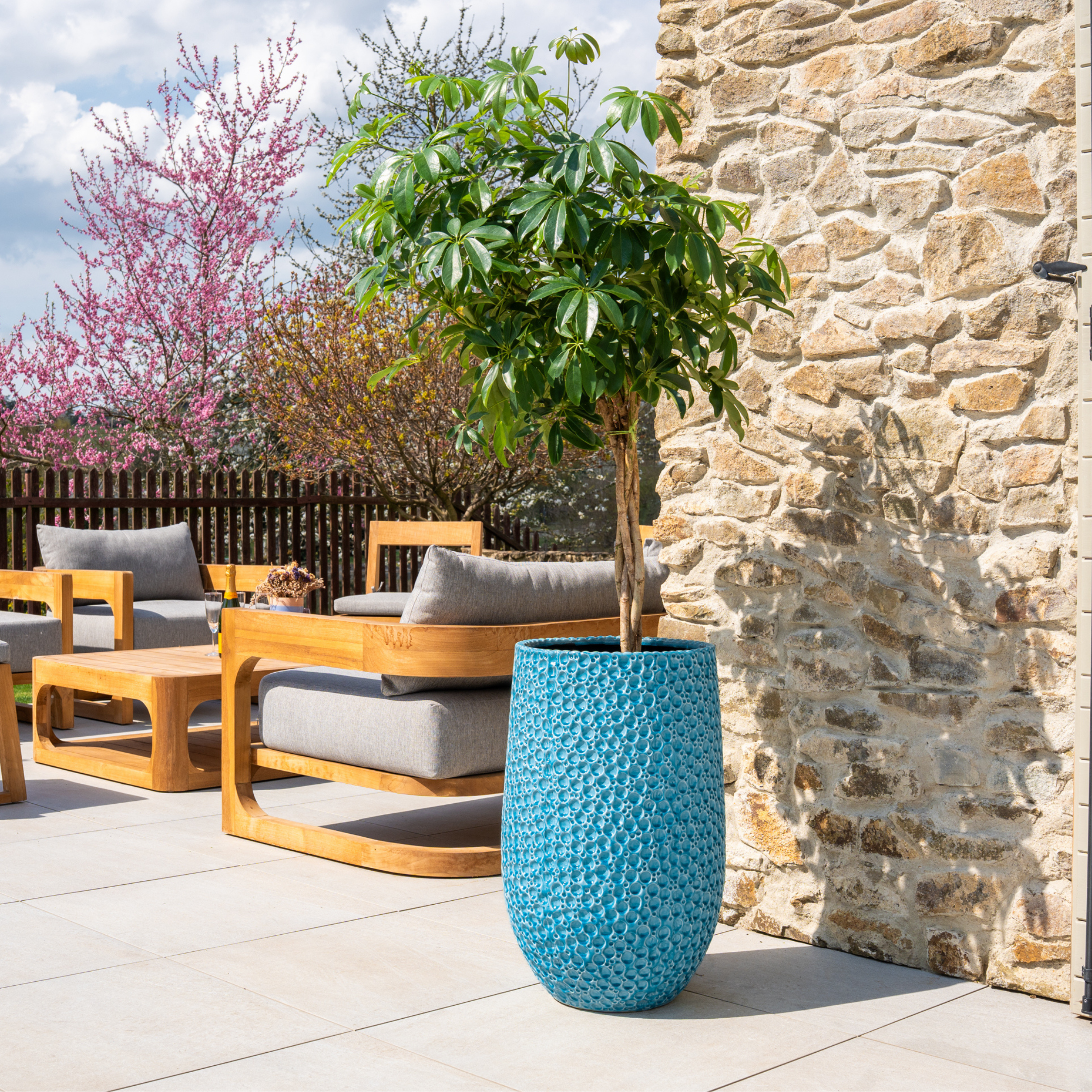 Keramický květináč Paris - Světle modrá