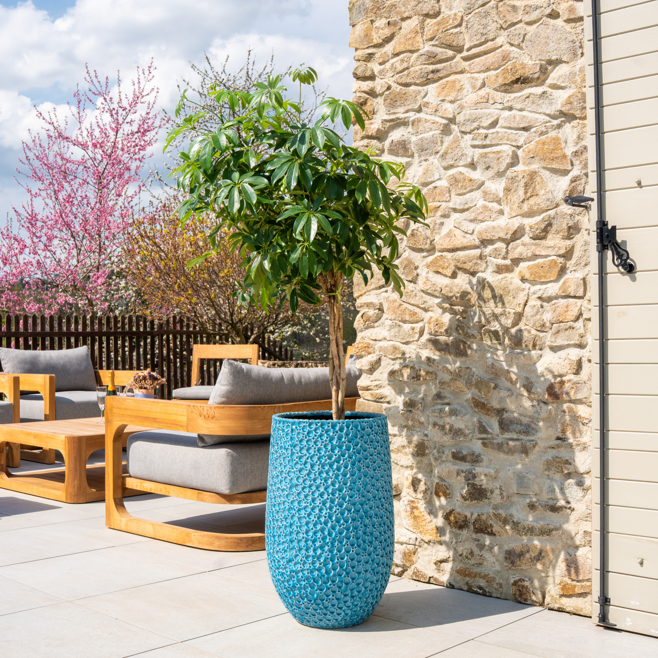 Großer Keramik-Blumentopf PARIS - Hellblau