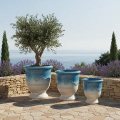 Keramik-Blumentopf RICHELIEU - Weiß-Blau