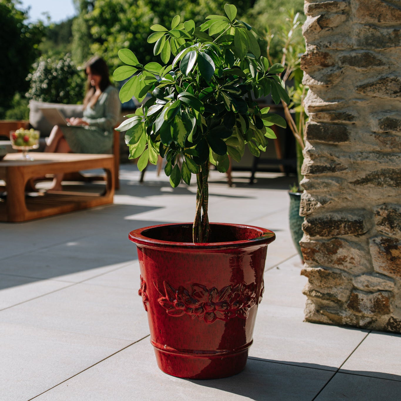 Keramik-Blumentopf ROUSSEAU - Tropenrot