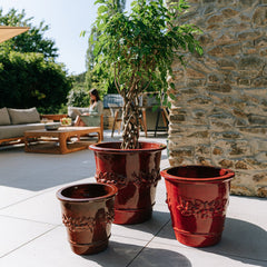 Keramický květináč ROUSSEAU - Tropická červená