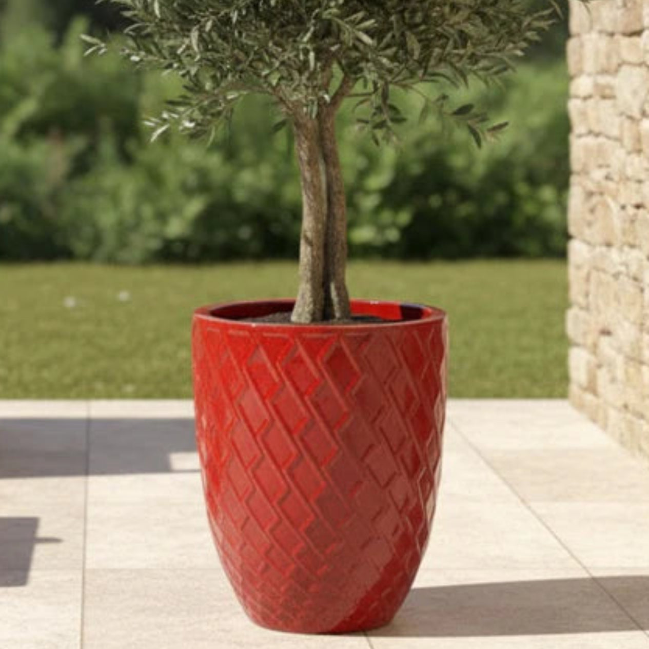 Großer Keramik-Pflanzkübel ZEUS - Imperialrot