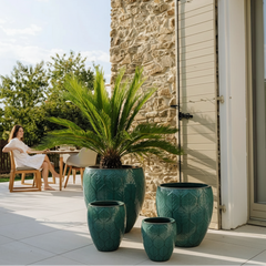 Keramik-Blumentopf ARTEMIS - Petrolblau