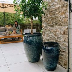 Keramický květináč BACCHUS - Ledově modrá