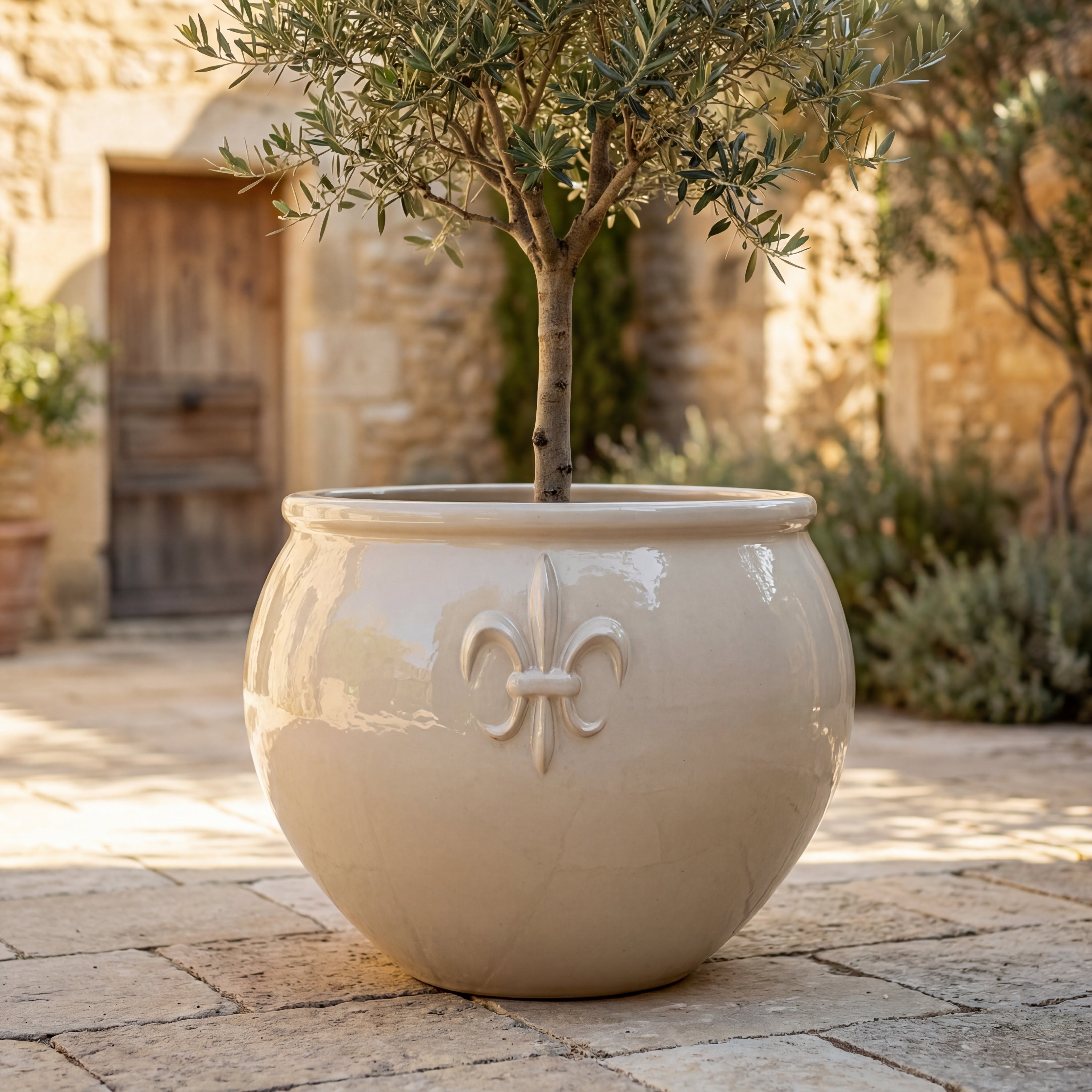 Keramik-Pflanzkübel Provencelia Clovis - Creme