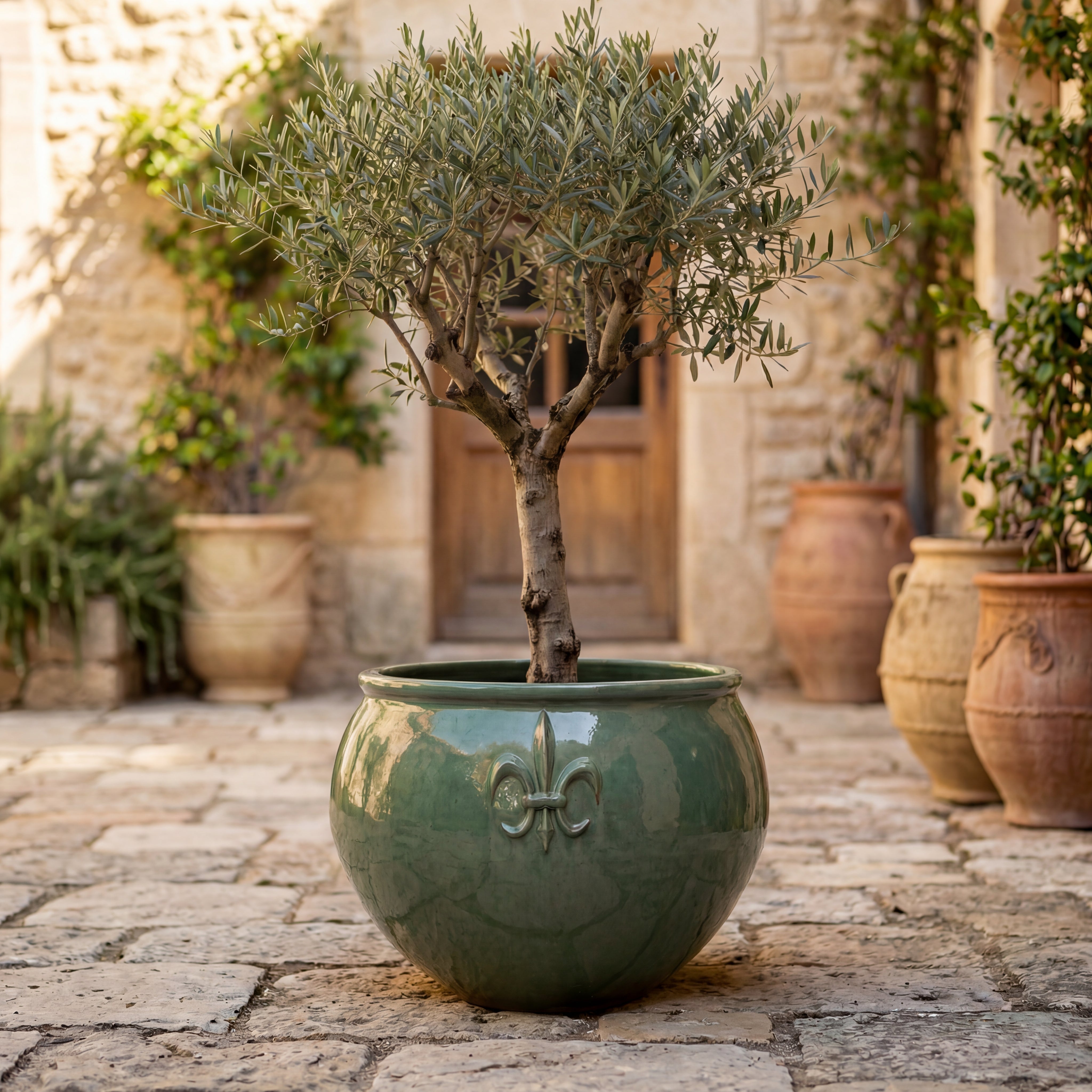 XXL Keramik-Pflanzkübel CLOVIS - Eisblau