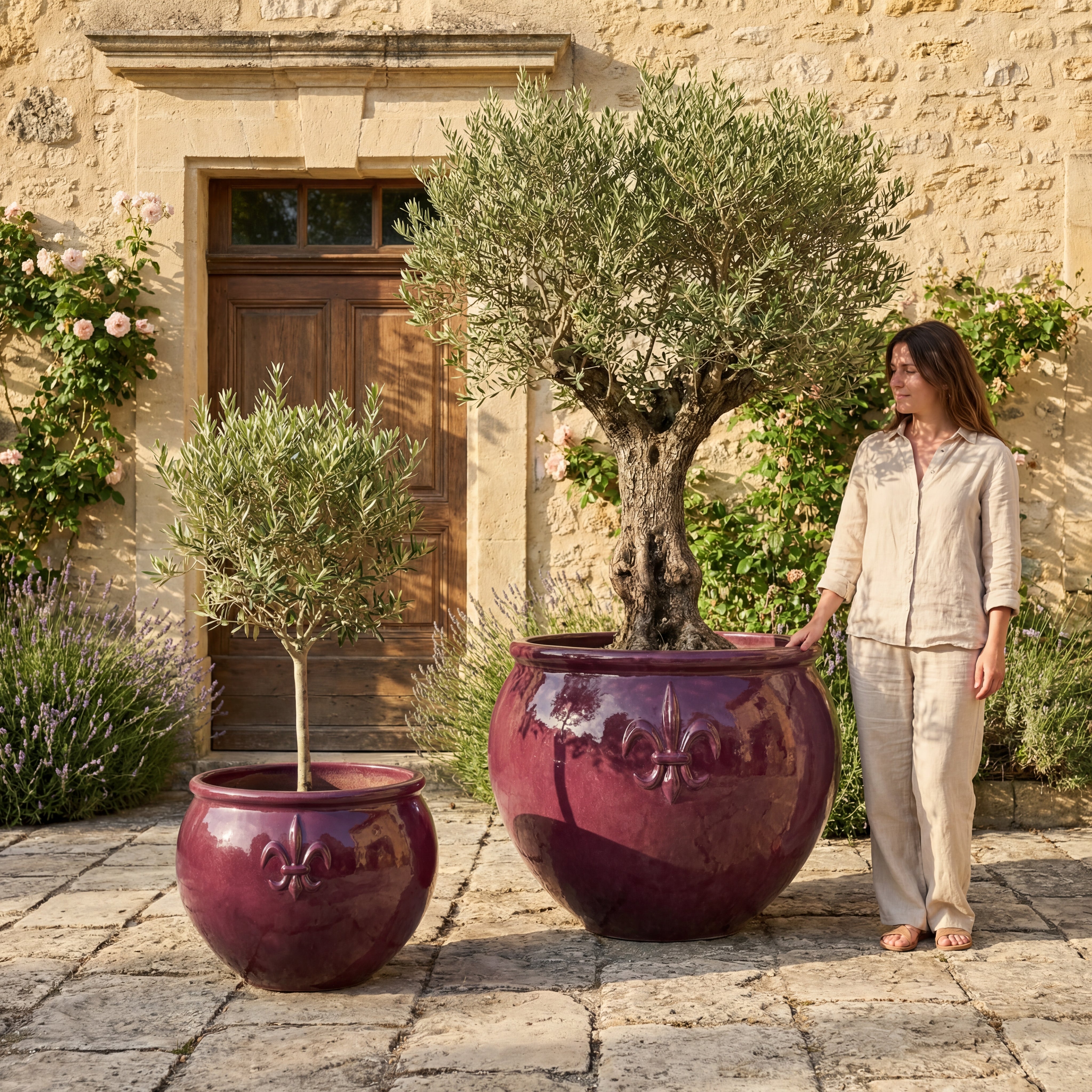 Keramischer Pflanzkübel Clovis – Violett glasiert