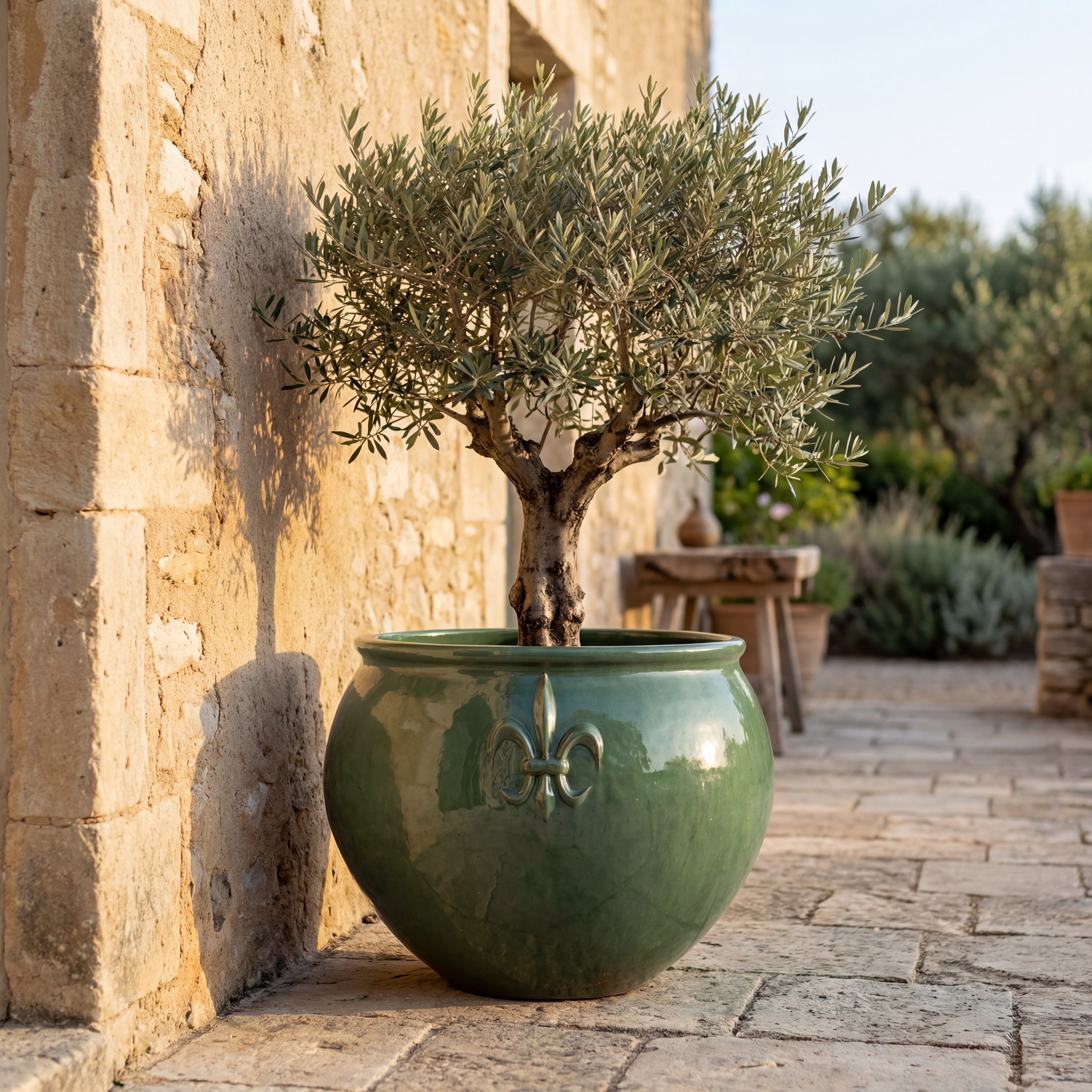 XXL Keramik-Pflanzkübel CLOVIS - Eisblau