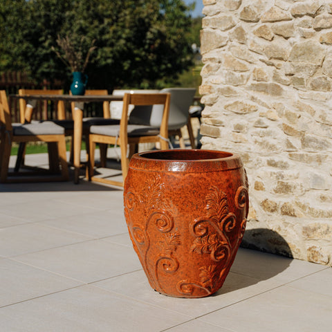 XXL Keramik-Blumentopf GAIA - Herbstorange