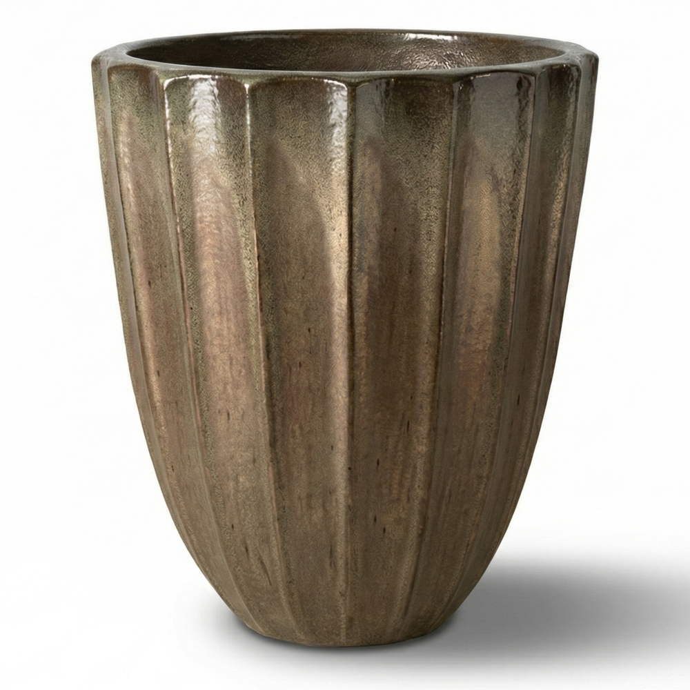 Keramik-Pflanzkübel HUGO - Sandfarben - XL: 44 x 59 cm