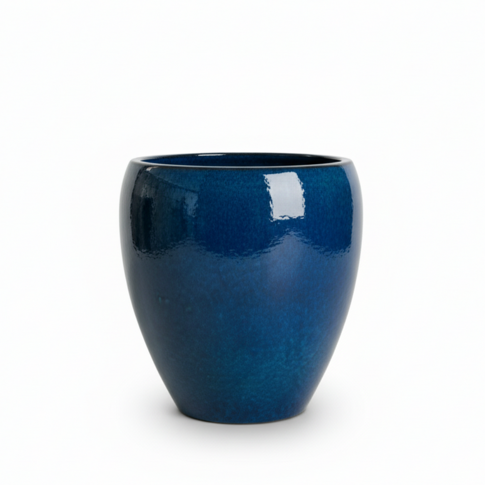 Keramik-Pflanzkübel LAFONTAINE - Azurblau - L (39 cm x 42 cm)