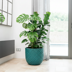 Keramický květináč Mars Tyrkysový – ručně vyráběný glazovaný květináč z terakoty