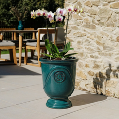 Keramický květináč Moliere Petrolejově modrý – ručně vyráběný glazovaný květináč z terakoty