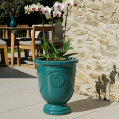 Keramický květináč Moliere Tyrkysový – ručně vyráběný glazovaný květináč z terakoty