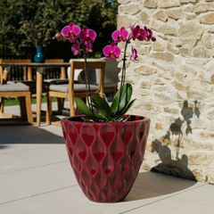 Keramický květináč Monet Císařsky červený – ručně vyráběný glazovaný květináč z terakoty
