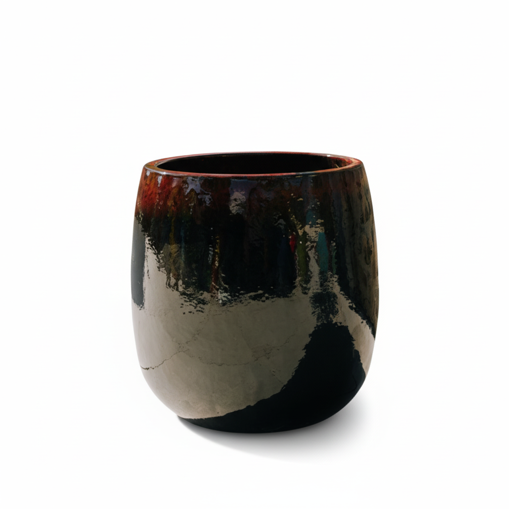 Keramik-Blumentopf SOCRATE - Schwarz-Rot