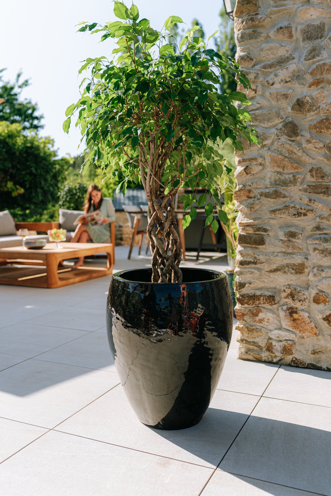 Keramik-Blumentopf Poseidon – Schwarz