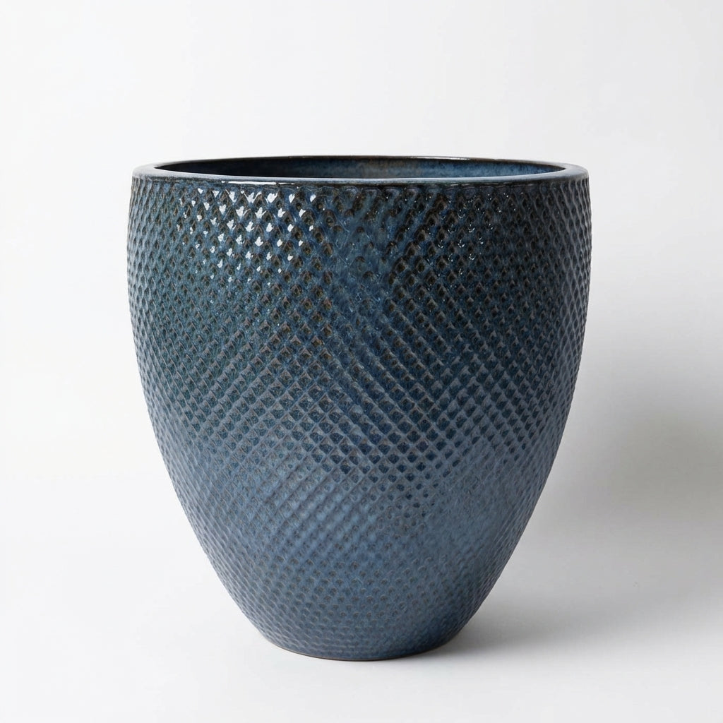 Keramischer Blumentopf SIGNAC Antikenblau – Provencelia, handgefertigt, frostbeständig