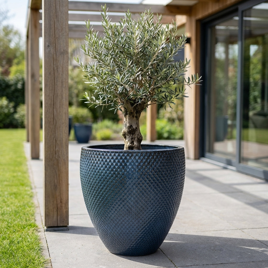 SIGNAC Keramik Pflanzkübel Antikenblau – wetterfest, für Innen und Außen