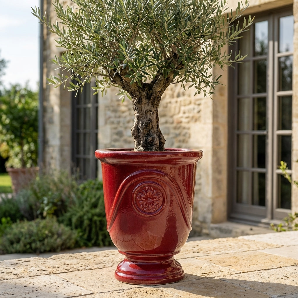 Keramický květináč Moliere Císařsky červený – ručně vyráběný glazovaný květináč z terakoty