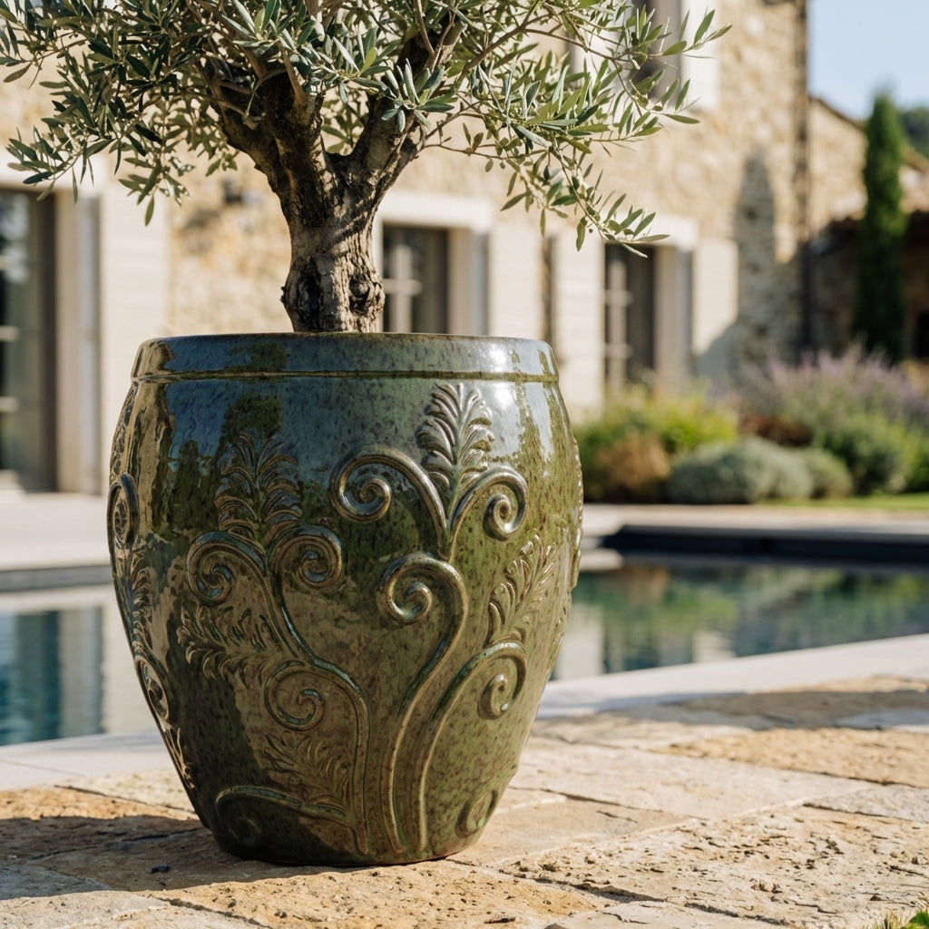Keramiktopf GAIA Tropengrün – Provence-Stil, robust und elegant